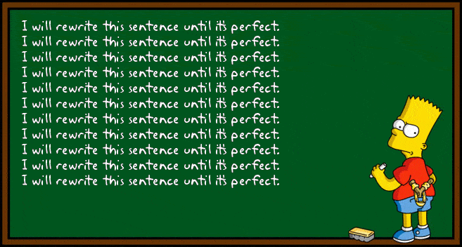 bart simpson writing on a board
